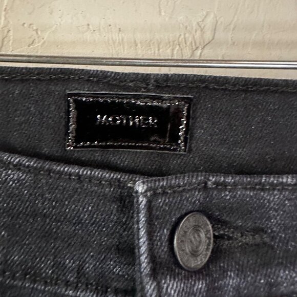 Mother The Mid Rise Dazzler Ankle Wash Deep End Black Size 27 Fray Straight Leg - Picture 7 of 12